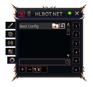 Settings management panel