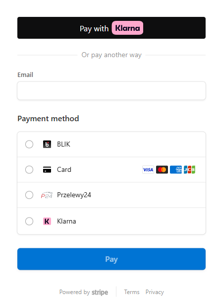 Stripe payment page